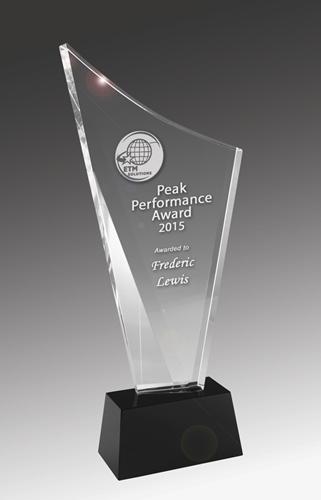 Sail Crystal on Black Base Corporate Award - Avail in 4 sizes trophies and awards Engrave Works