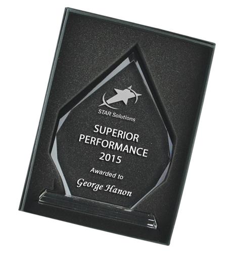 Crystal Clear Arrowhead Corporate Award - Avail in 3 sizes trophies and awards Engrave Works