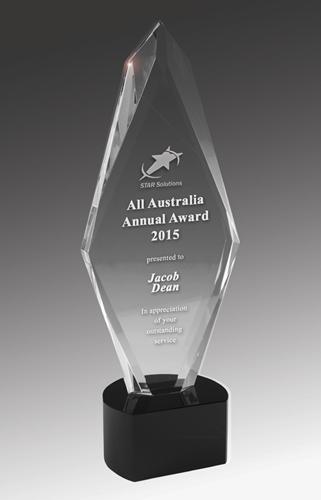 Arrow Crystal on Black Base Corporate Award - Avail in 4 sizes trophies and awards Engrave Works