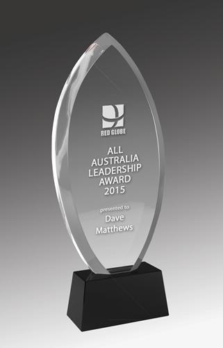 Flame Crystal on Black Base Corporate Award - Avail in 4 sizes trophies and awards Engrave Works