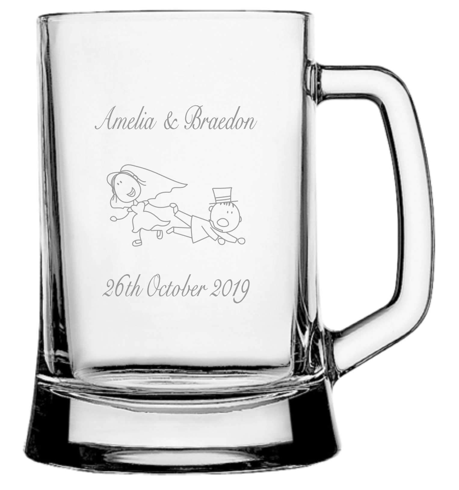 Engraved Beer Mug Glasses 500ml Personalised Glasses Engrave Works
