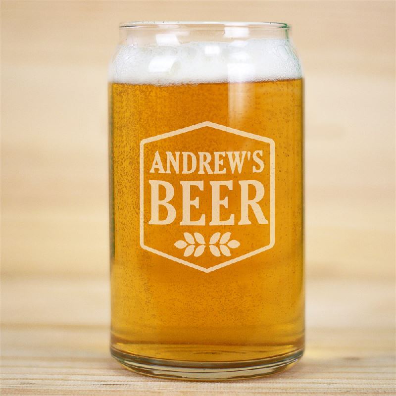 Birthday Engraved Can Shape Glass Engrave Works Name Beer