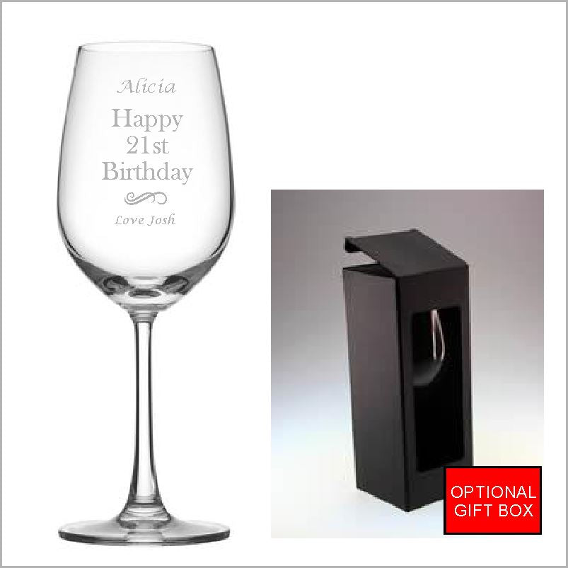 Birthday Engraved Wine Glass Engrave Works Modern with Gift Box 