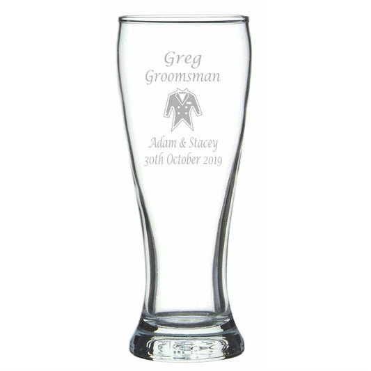 Engraved Beer Brasserie Glasses 425ml Personalised Glasses Engrave Works