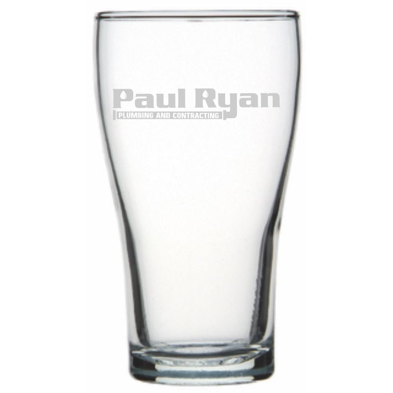 Corporate - Conical Beer Glass Engraved Personalised Glasses Engrave Works