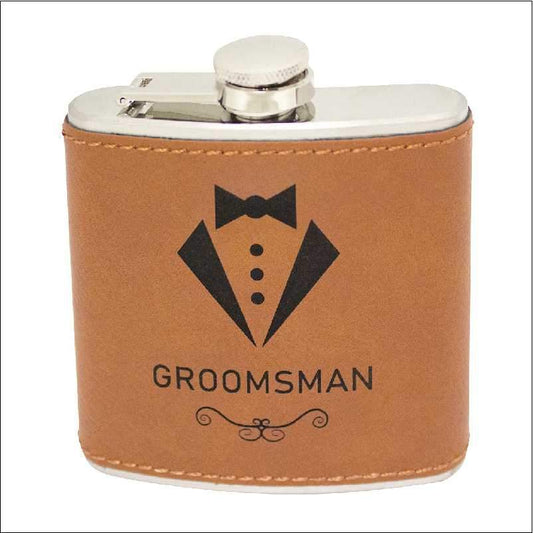 Personalised Leather Stainless Steel Flask 60z Engrave Works