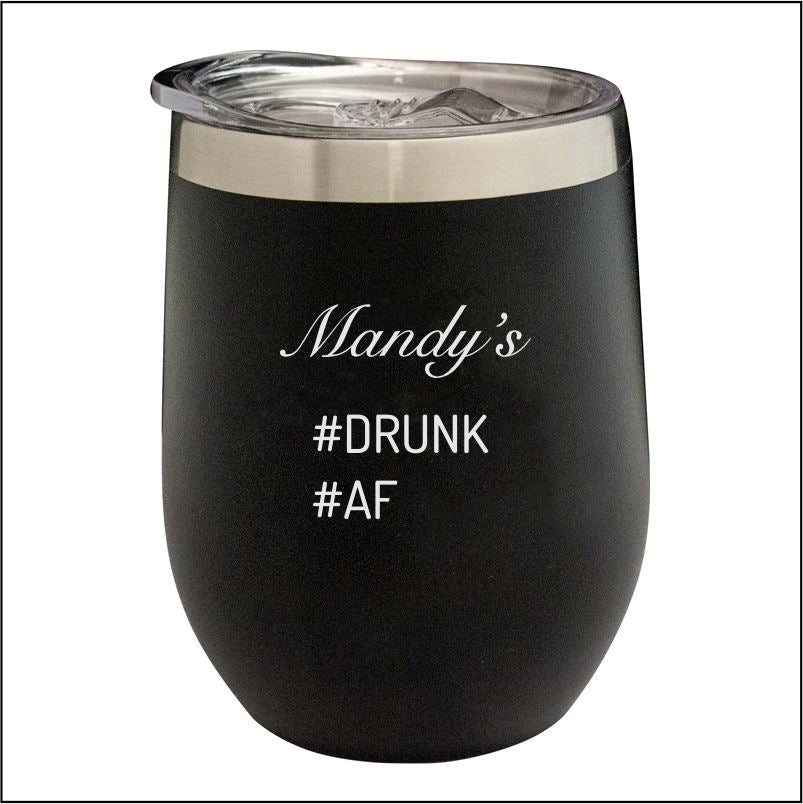 Personalised Black Stainless Steel Stemless Wine Tumbler Engrave Works