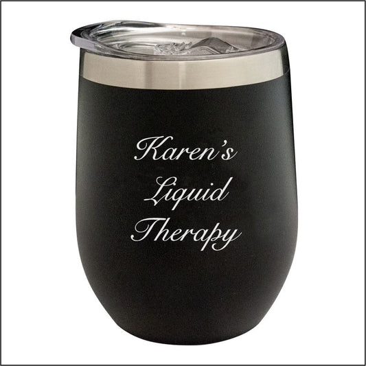 Personalised Black Stainless Steel Stemless Wine Tumbler Engrave Works Black 