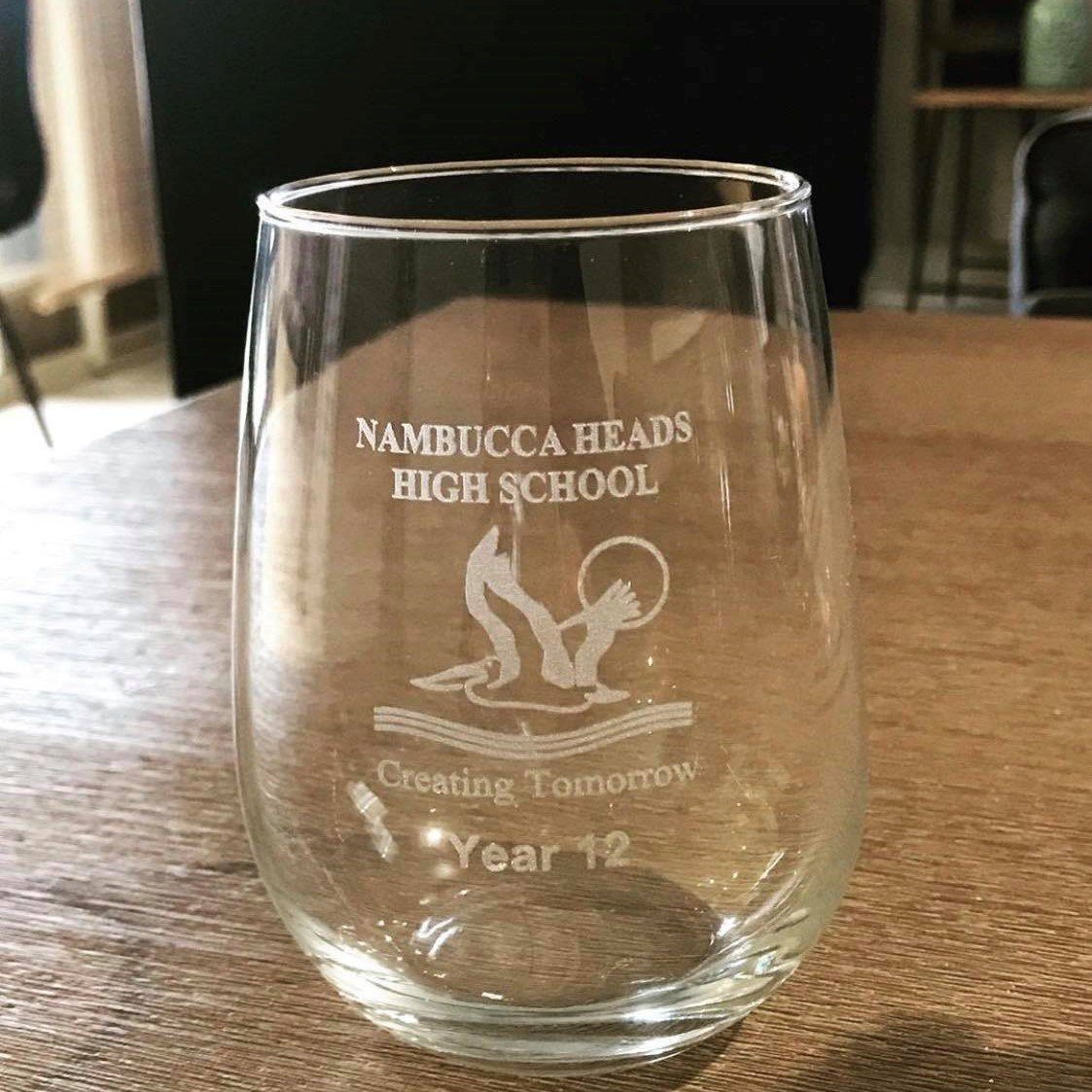 Corporate - Stemless Wine Glass Engraved Personalised Glasses Engrave Works 