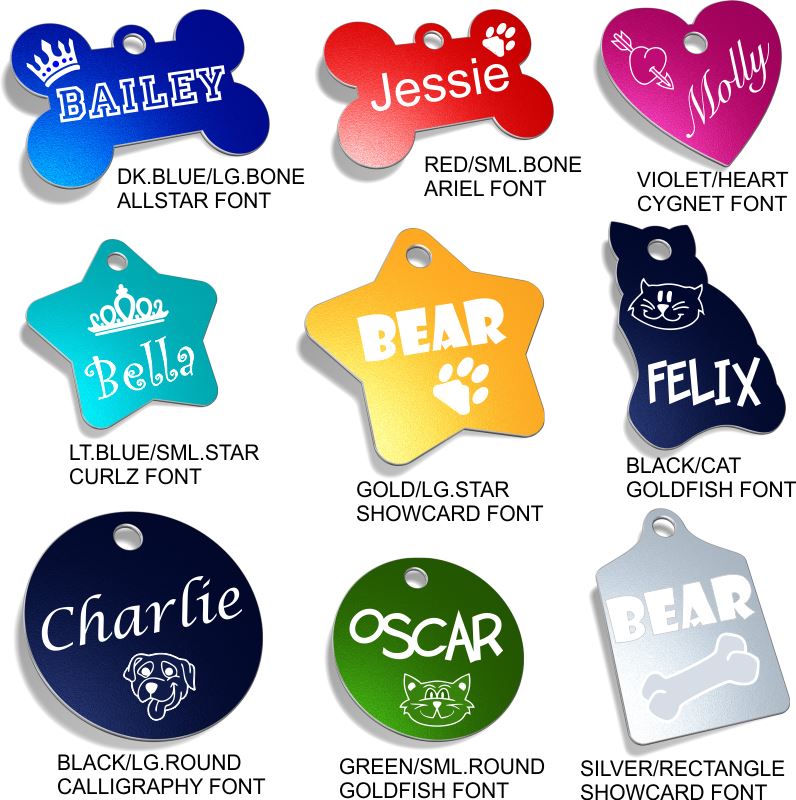 Engraved Designer Pet ID Tags Australian Made Engrave Works