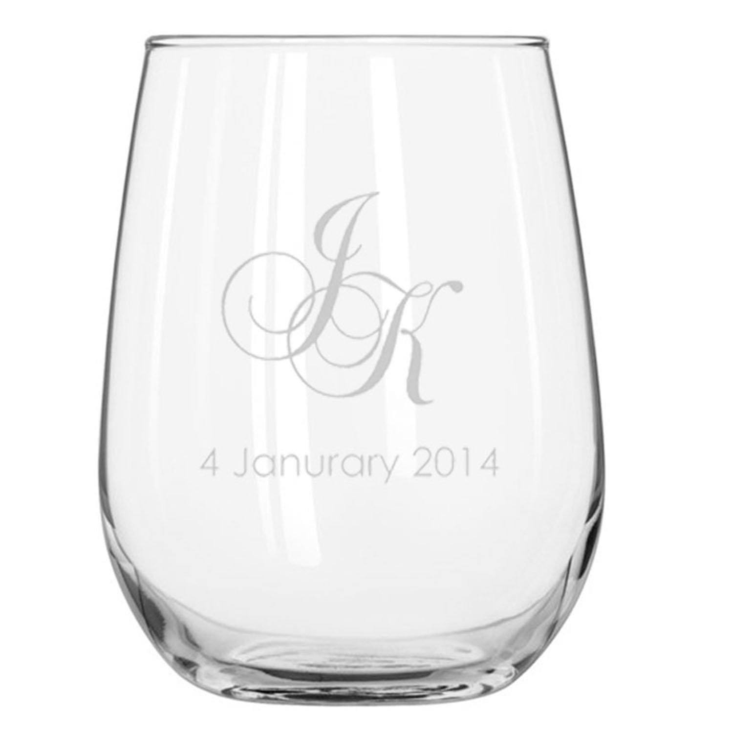 Engraved Libbey Stemless Wine Glasses 503ml Personalised Glasses Engrave Works 