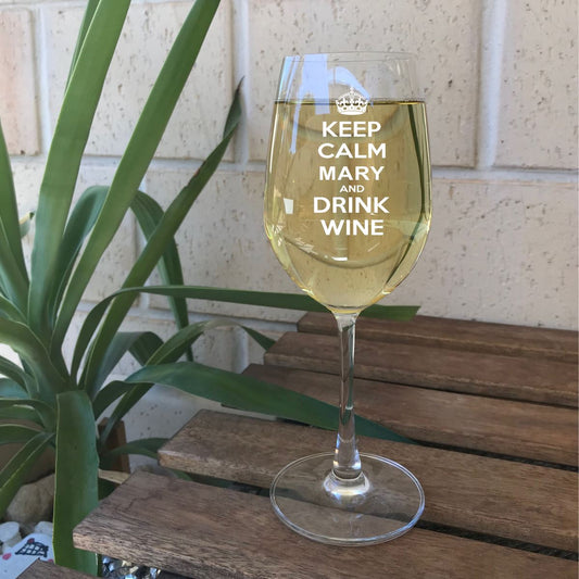 keep calm wine glass