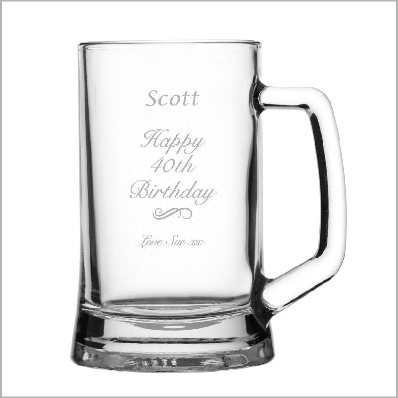 Birthday Engraved Beer Mug Glass Engrave Works Fancy without Gift Box 