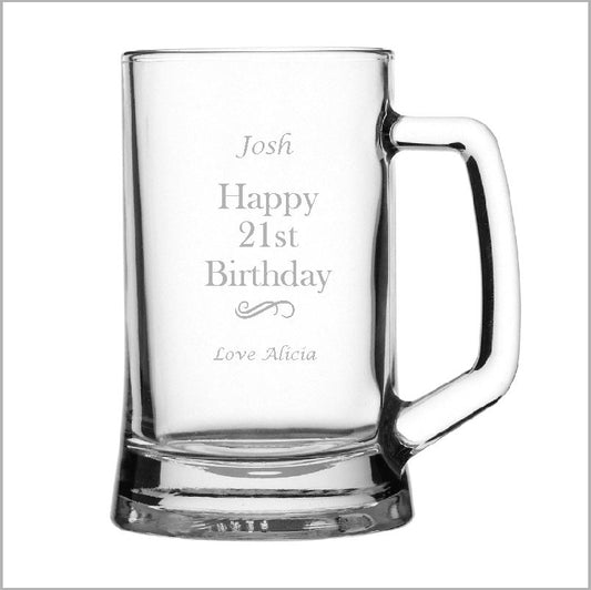 Birthday Engraved Beer Mug Glass Engrave Works Modern without Gift Box 