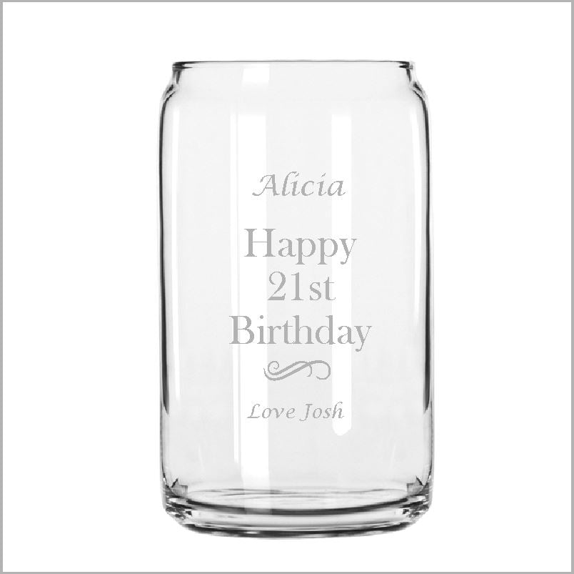 Birthday Engraved Can Shape Glass Engrave Works Modern 