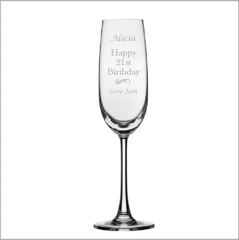 Birthday Engraved Champagne Glass Engrave Works Modern 
