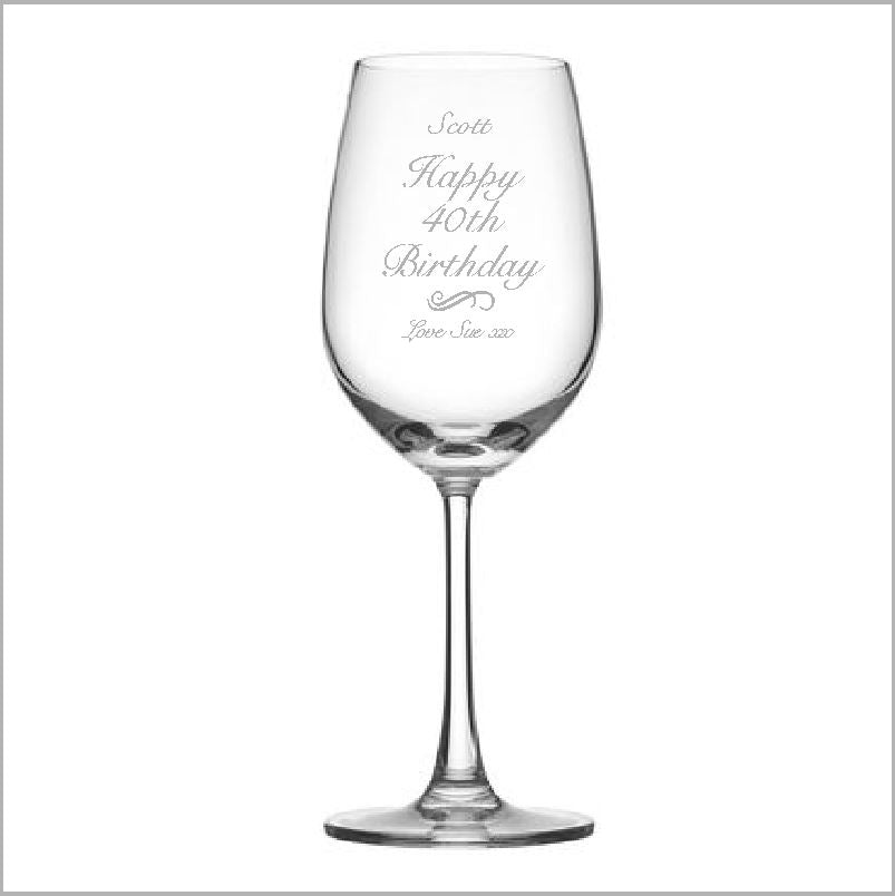 Birthday Engraved Wine Glass Engrave Works Fancy without Gift Box 