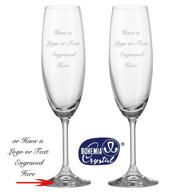Bohemia Crystal Glassware - Pair Of Bohemia Crystal Flutes With Engraving