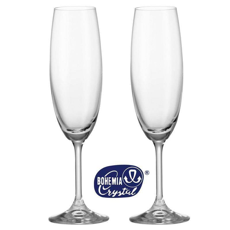 Bohemia Crystal Glassware - Pair Of Bohemia Crystal Flutes With Engraving