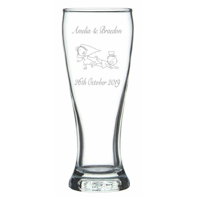 Engraved Beer Brasserie Glasses 425ml Personalised Glasses Engrave Works 