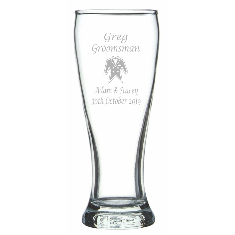 Engraved Beer Brasserie Glasses 425ml Personalised Glasses Engrave Works 