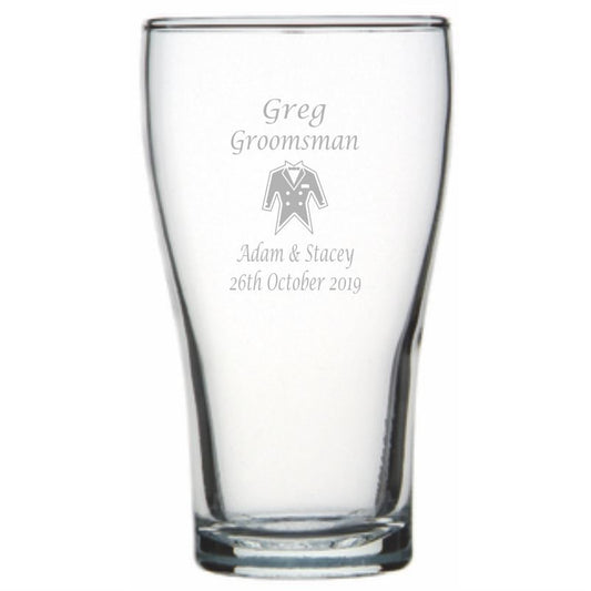 Engraved Conical Beer Glasses 425ml Personalised Glasses Engrave Works 