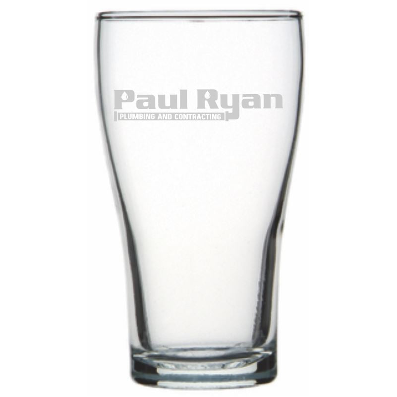 Corporate - Conical Beer Glass Engraved Personalised Glasses Engrave Works 