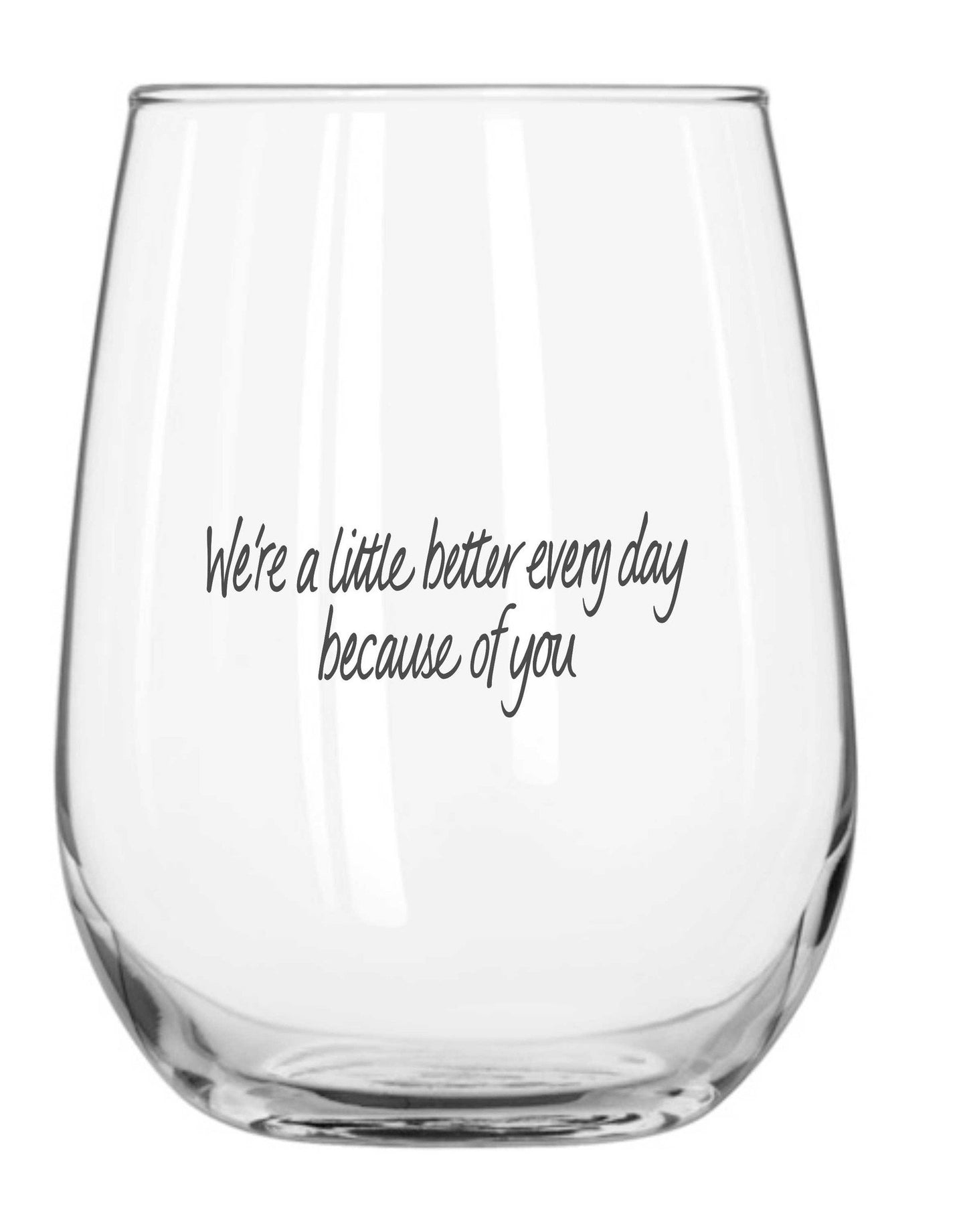 Personalised Glasses - Corporate - Stemless Wine Glass Engraved