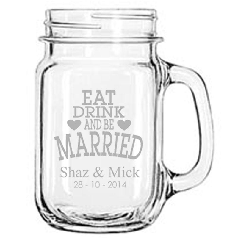 Personalised Glasses - Engraved Mason Drinking Jar Mugs