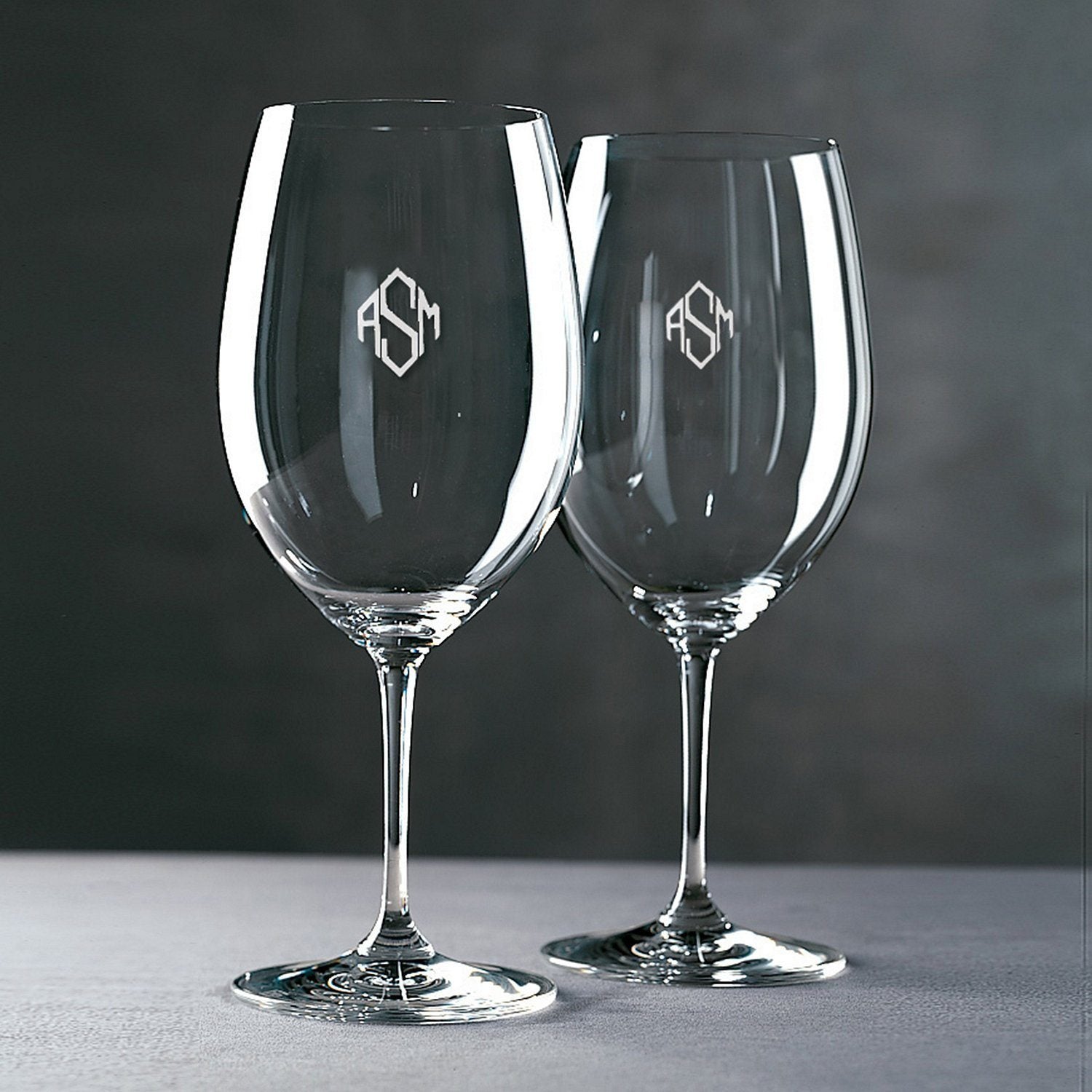 Engraved Riedel Wine Goblets