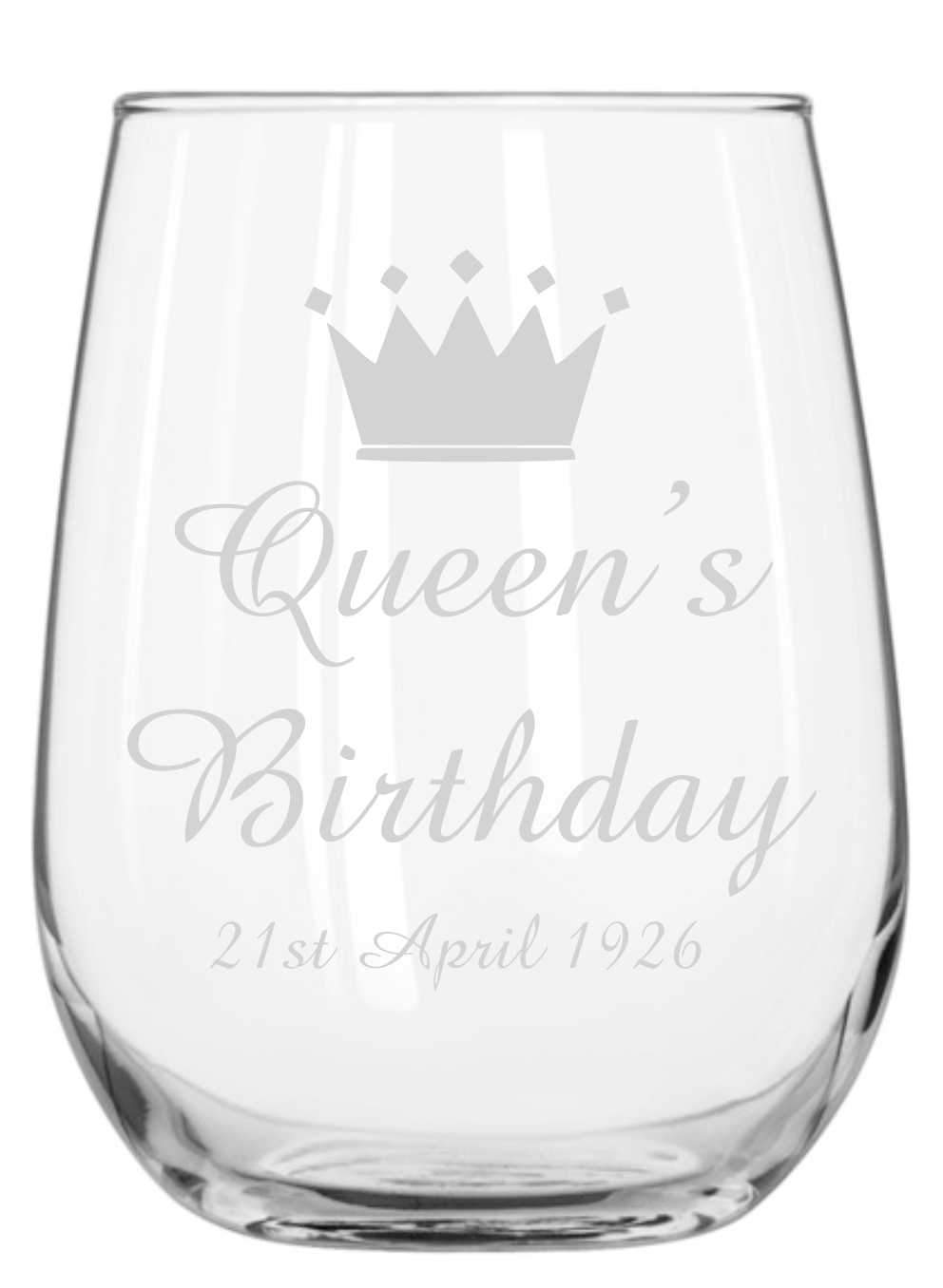 Birthday Engraved Stemless Wine Glass Personalised Glasses Engrave Works 