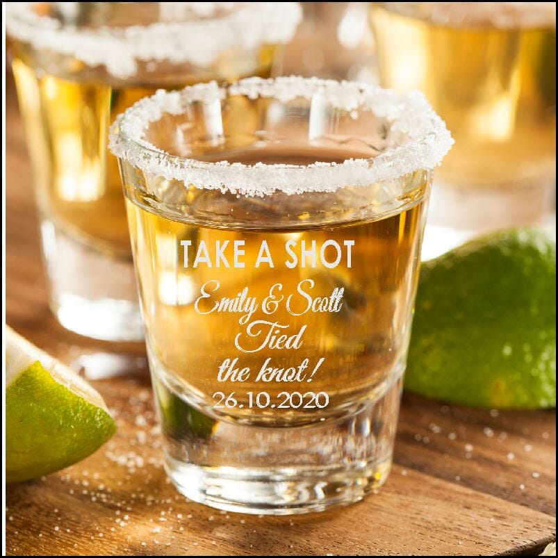 Engraved Wedding Favour Shot Glasses Personalised Glasses Engrave Works 