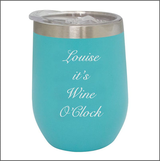 Personalised Aqua Stainless Steel Stemless Wine Tumbler Engrave Works Aqua 