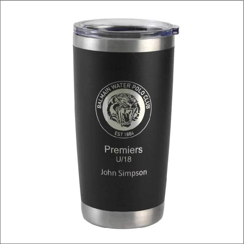 Personalised Travel Mug Tumbler Olive 590ml Engrave Works Black 